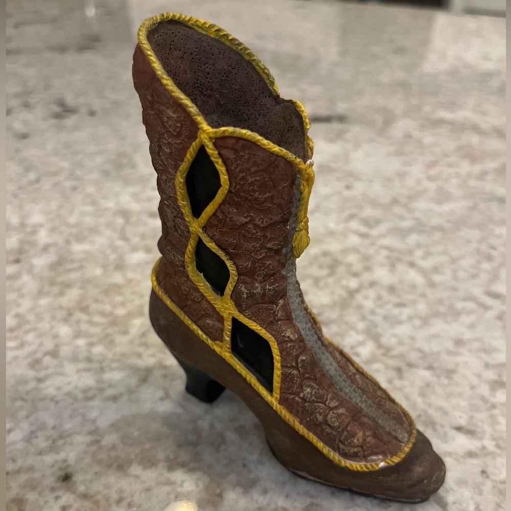 Vintage Miniature Victorian Brown High Heel Boot